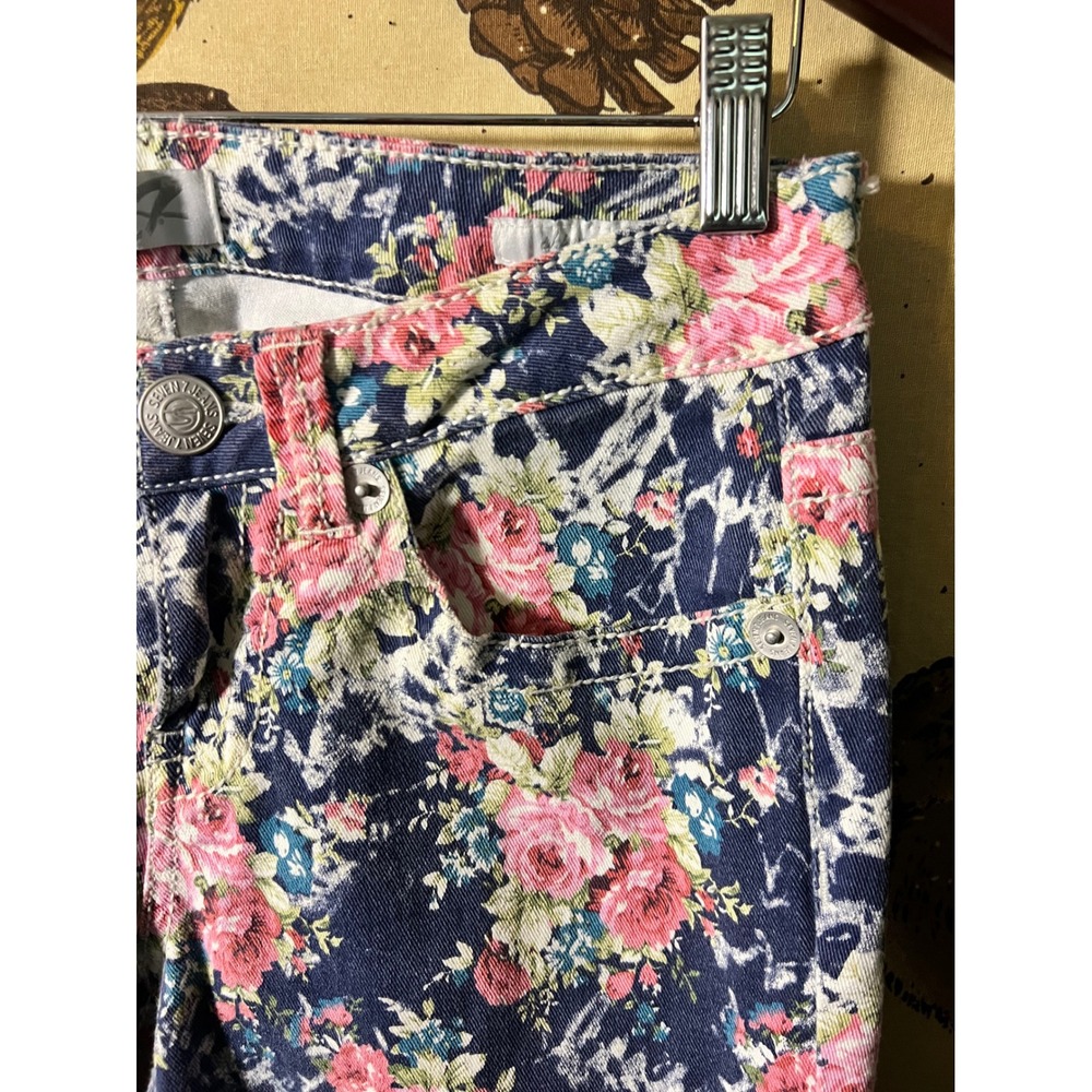 Seven7 Skinny Jeans Womens 8 Blue Floral Print Slim Fit Denim - Picture 5 of 6